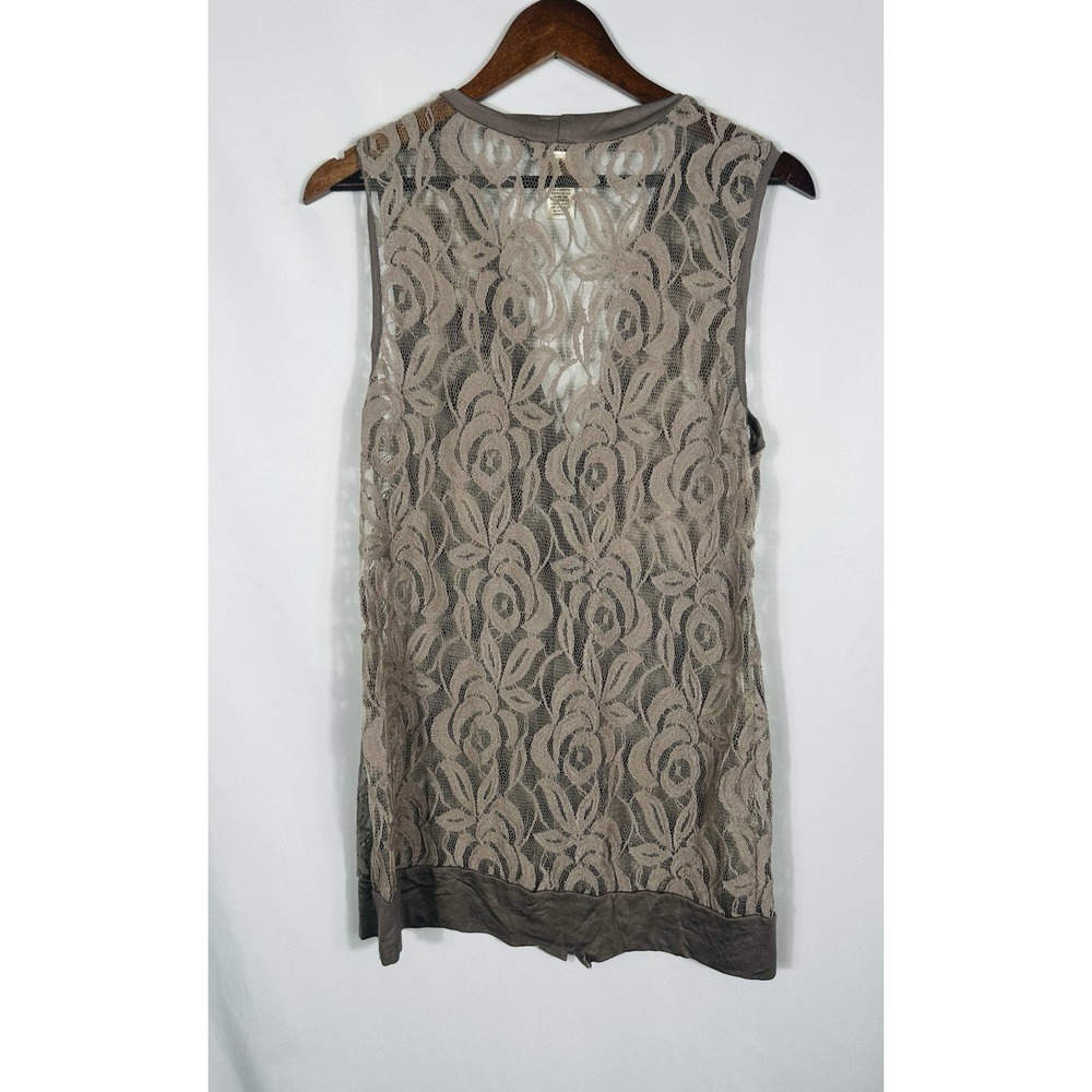 Sheer Lace Tunic Vest Top Size S Boho Forest Fairy Earthy Neutral Shabby Chic - Picture 2 of 10
